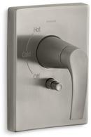 Pressure Balancing Valve Trim with Push-Button Diverter and Single Lever Handle in Vibrant Brushed Nickel