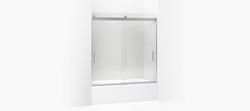 62 x 59-5/8 in. Frameless Sliding Bath Door with Crystal Clear Glass and Blade Handle in Bright Silver