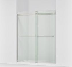 74 x 60-1/4 x 59-5/8 in. Frameless Sliding Shower Door with Crystal Clear Glass in Matte Nickel