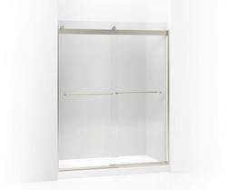 74 x 60-1/4 x 59-5/8 in. Frameless Sliding Shower Door with Crystal Clear Glass in Matte Nickel