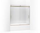 59-3/4 x 59-5/8 in. Sliding Bath Door with 1/4 in. Crystal Clear Glass and Blade Handle in Anodized Brushed Bronze