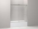 62 x 59-5/8 in. Frameless Sliding Bath Door with Frosted Glass and Towel Bar in Matte Nickel