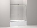 KOHLER Matte Nickel 62 x 59-5/8 in. Frameless Sliding Bath Door with Frosted Glass and Towel Bar 