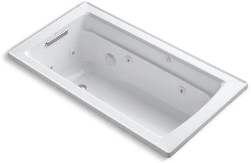 KOHLER White 60 x 32 in. Whirlpool Drop-In Bathtub with Reversible Drain 