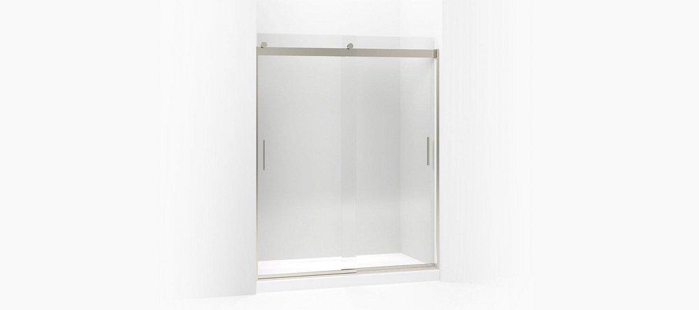 KOHLER Matte Nickel 74 x 60-1/4 x 59-5/8 in. Frameless Sliding Shower Door with Crystal Clear Glass 
