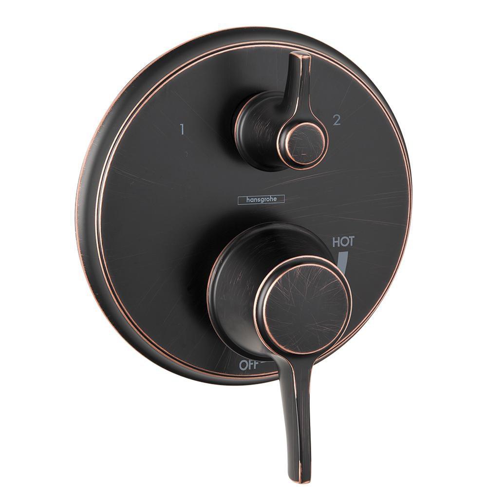 Hansgrohe Rubbed Bronze Pressure Balancing Diverter Trim with Double Lever Handle 