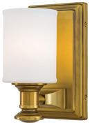 100W 1-Light Bath Bar Wall Light with Etched Opal Glass in Liberty Gold