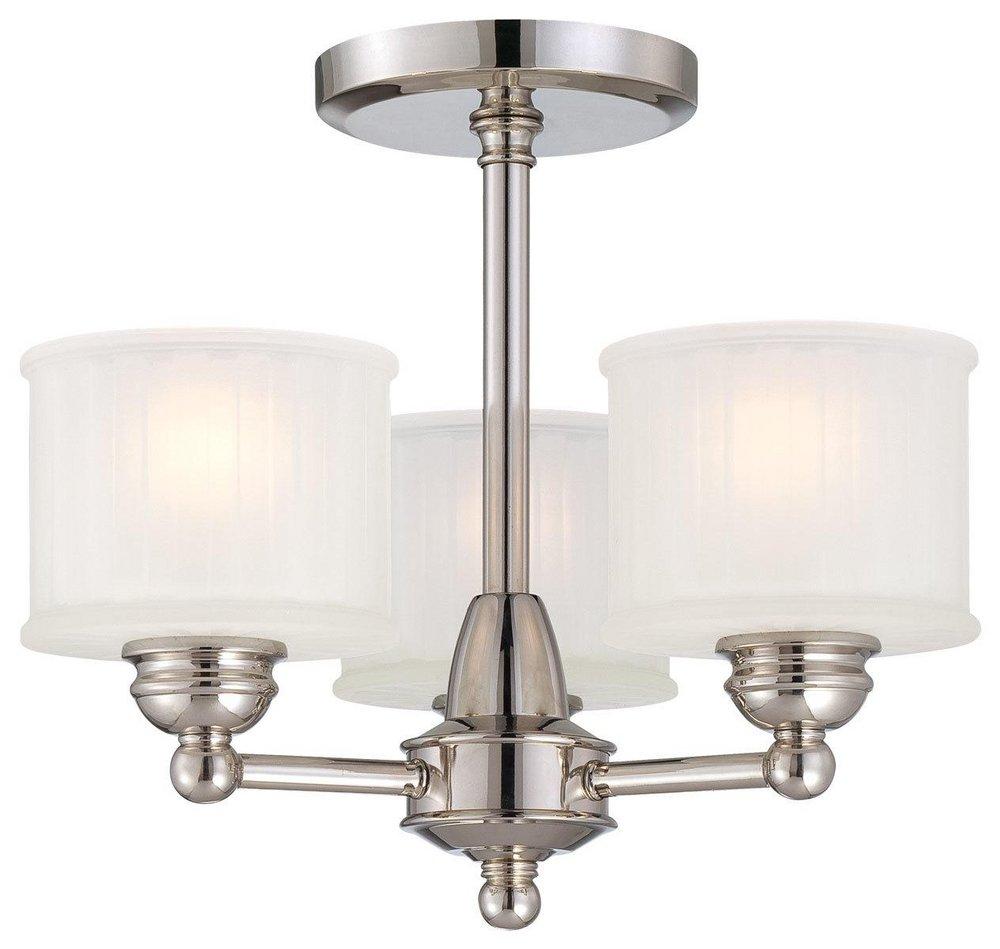 Minka Lavery Polished Nickel 13-1/2 in. 3-Light Semi-Flushmount Ceiling Fixture 