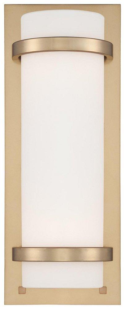 Minka Lavery Honey Gold 1-Light Wall Sconce with Etched Opal Glass Shade 