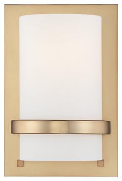 100W 1-Light Wall Sconce in Honey Gold with Etched White Glass