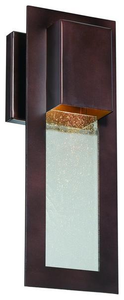 35W 1-Light 13 in. Outdoor Wall Sconce in Alder Bronze with Clear Seeded Glass