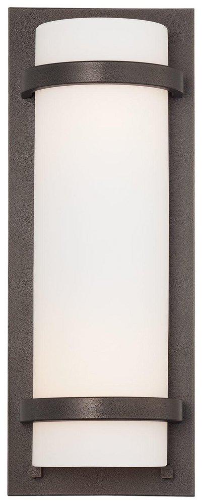 Minka Lavery Smoked Iron 1-Light Wall Sconce with Etched Opal Glass Shade 
