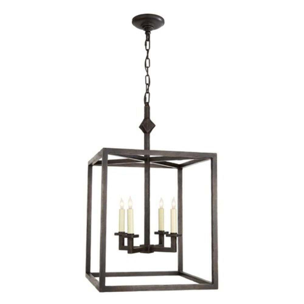 Visual Comfort & Co. Signature Aged Iron 4-Light 60W Hanging Lantern 