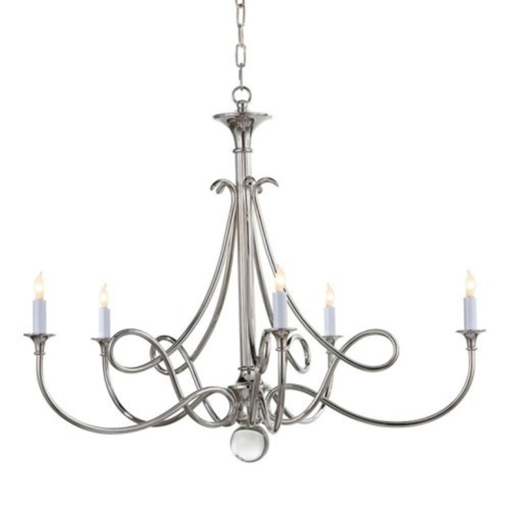 Visual Comfort & Co. Signature Polished Nickel 5-Light 60W Candelabra E-12 Base Double Twist Chandelier 