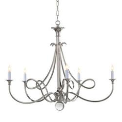 5-Light 60W Candelabra E-12 Base Double Twist Chandelier in Polished Nickel