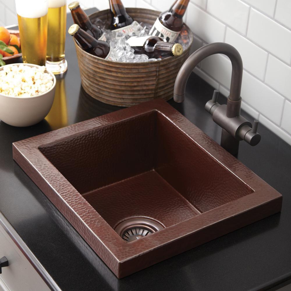 Native Trails Antique 17 x 15 in. Drop-in Copper Bar Sink 