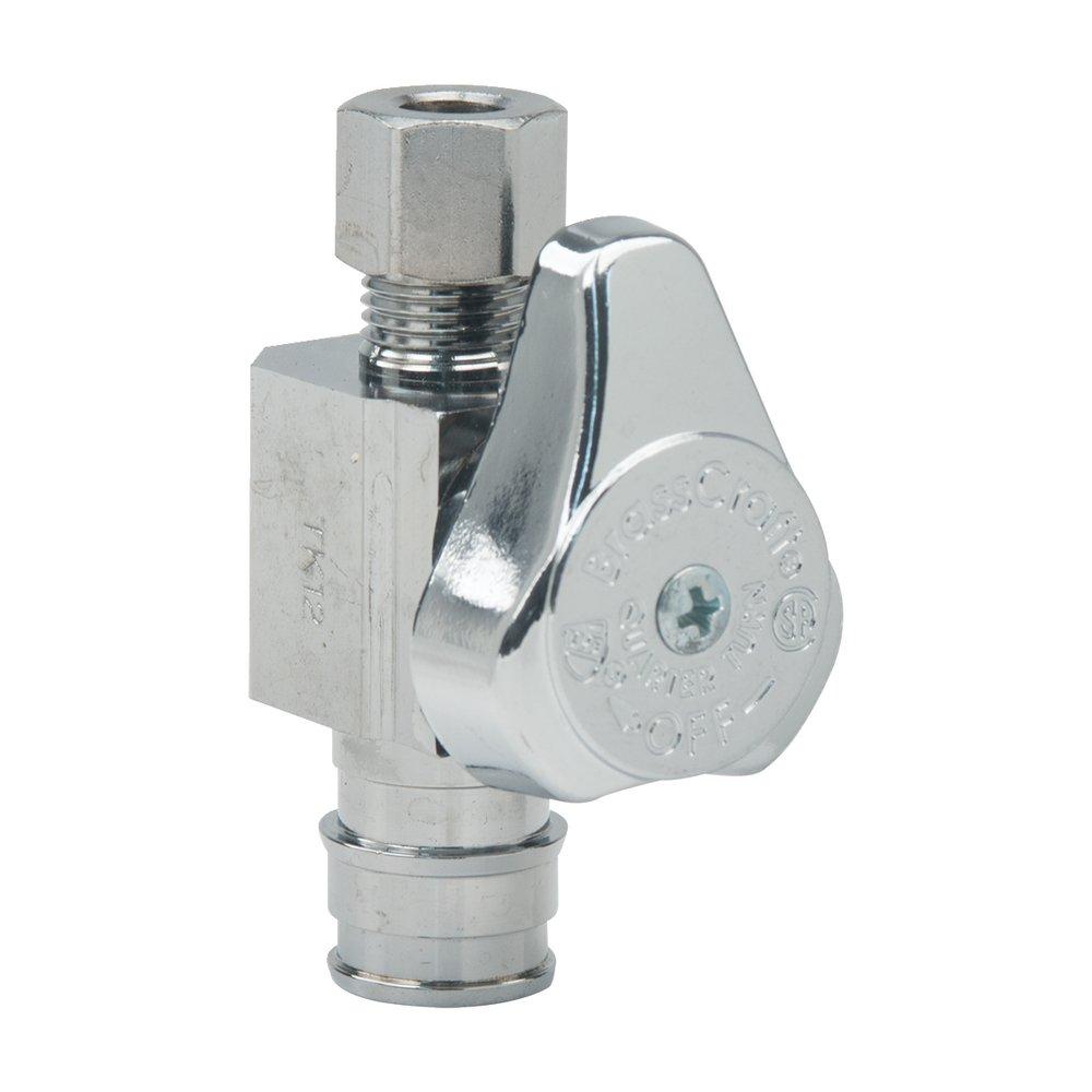 BrassCraft Chrome Plated F1960 x OD Compression Lever Handle Straight Supply Stop Valve in Chrome Plated 