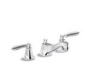 Pull-Out Widespread Bathroom Sink Faucet with Double Lever Handle in Nickel Silver