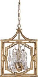 17-3/4 in. 60W 3-Light Foyer Fixture in Antique Gold with Crystal Includes Chain and Flushmount Option