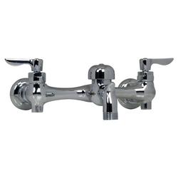 Two Lever Handle Wall Mount Service Faucet in Polished Chrome