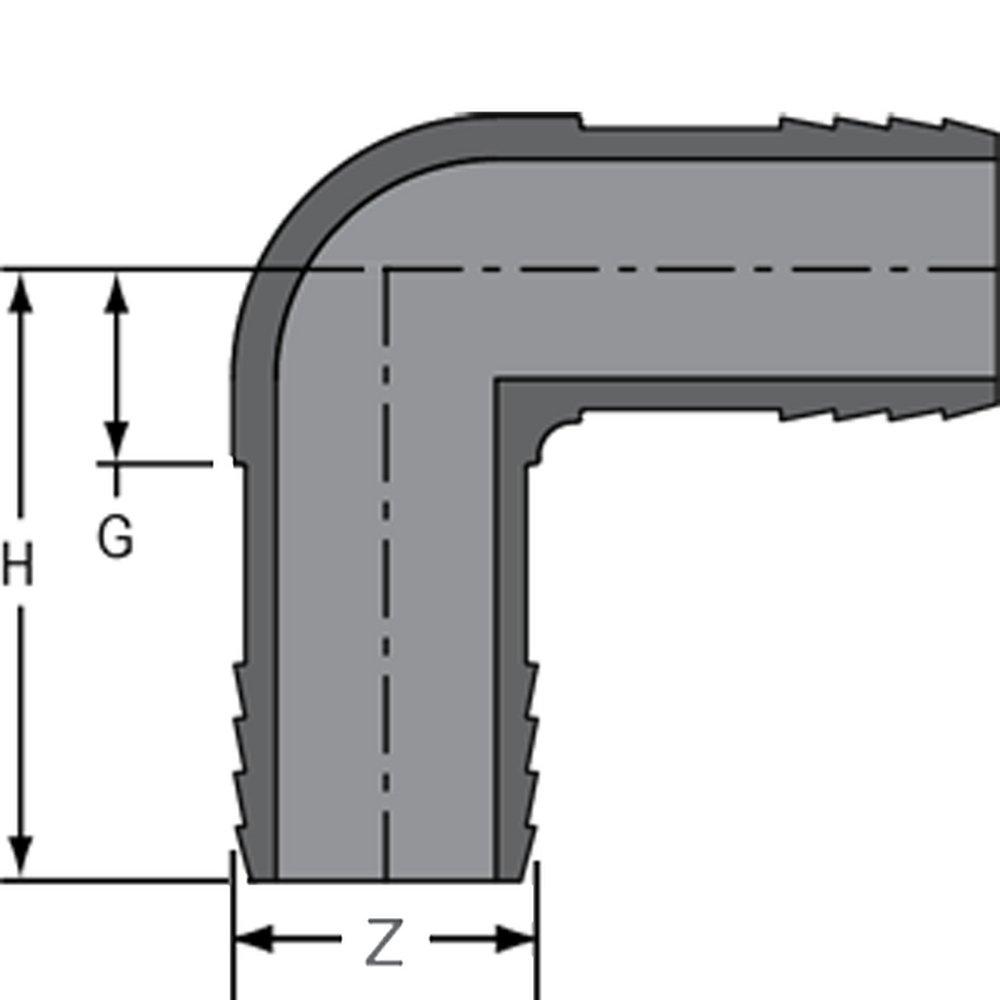 Grey Insert Straight PVC 90 Degree Elbow 