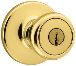 Keyed Entry Door Knob in Polished Brass