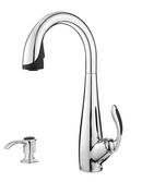 1 or 3-Hole Pull-Down Kitchen Faucet with Single Lever Handle in Polished Chrome