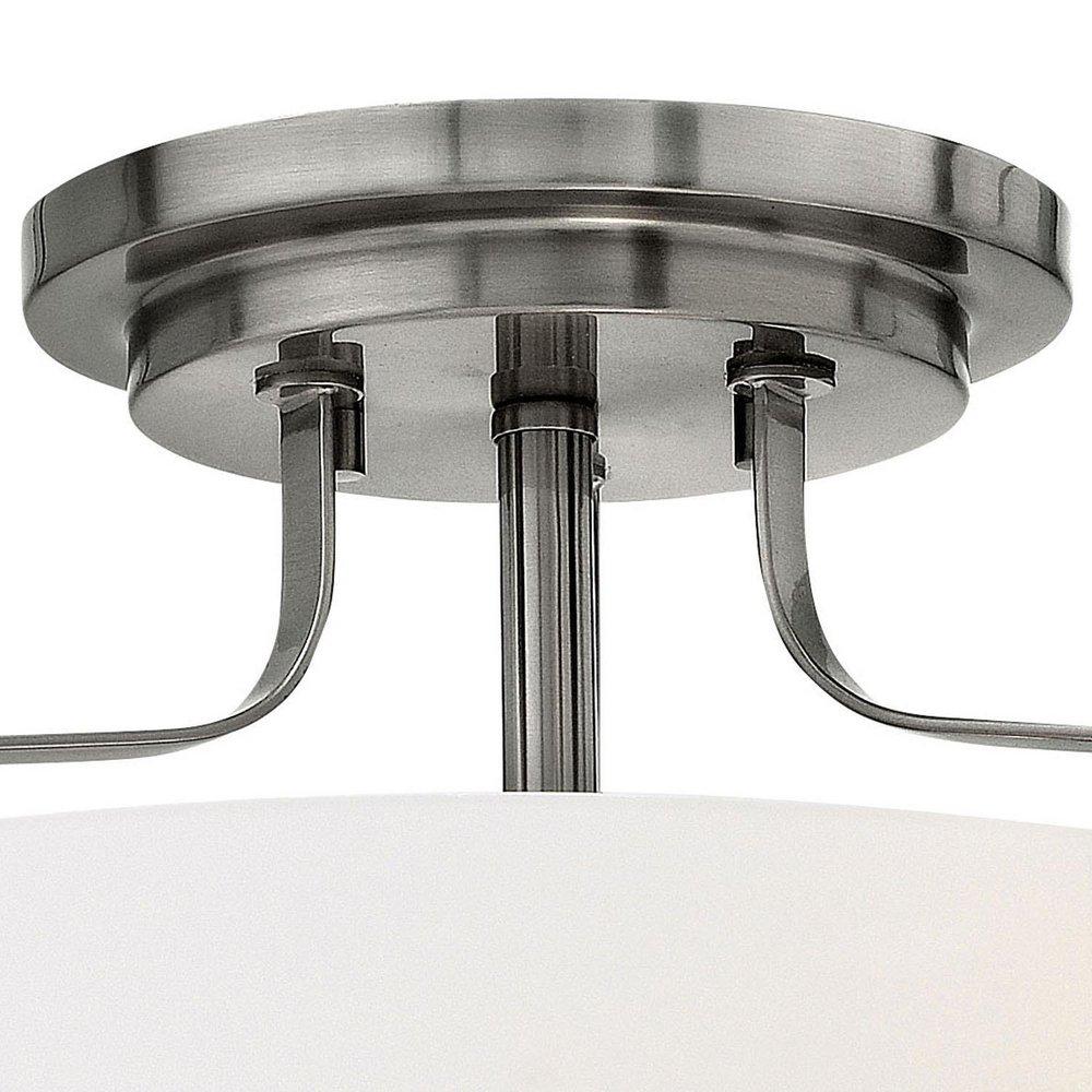 Hinkley Brushed Nickel 100W 3-Light Medium E-26 Base Semi Flushmount Ceiling Fixture 