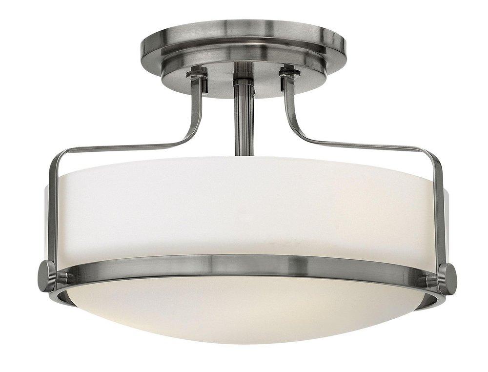 Hinkley Brushed Nickel 100W 3-Light Medium E-26 Base Semi Flushmount Ceiling Fixture 