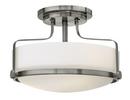 10 in. 100W 3-Light Incandescent Medium E-26 Ceiling Light with Etched Opal Glass in Brushed Nickel