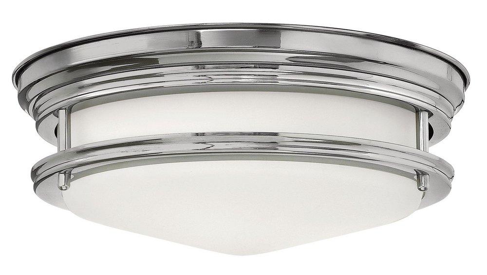 Hinkley Chrome 2-Light Ceiling Light Fixture with Etched Opal Glass 