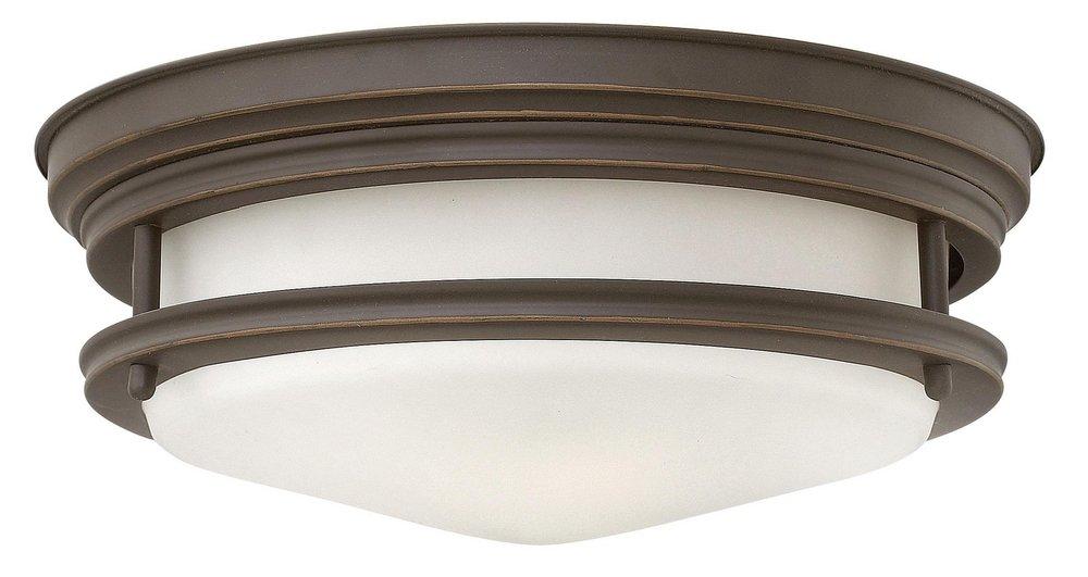 Hinkley Oil Rubbed Bronze 2-Light Ceiling Light Fixture with Etched Opal Glass 