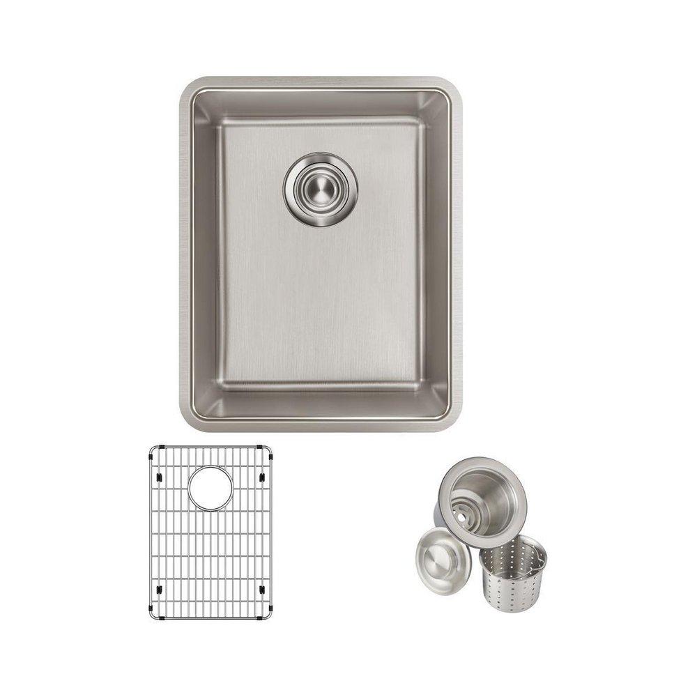 Elkay Lustertone 4 Hole Single Bowl Self-rimming or Drop-in Kitchen Sink with Left Hand Drain Board 