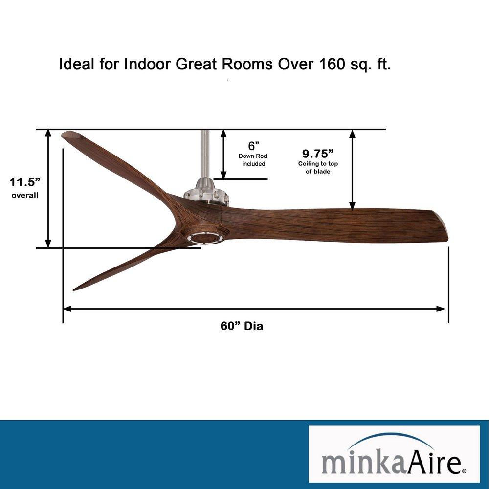 Minka Aire Brushed Nickel 25.92W 3-Blade Ceiling Fan with 60 in. Blade Span 