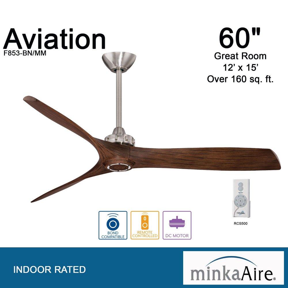 Minka Aire Brushed Nickel 25.92W 3-Blade Ceiling Fan with 60 in. Blade Span 