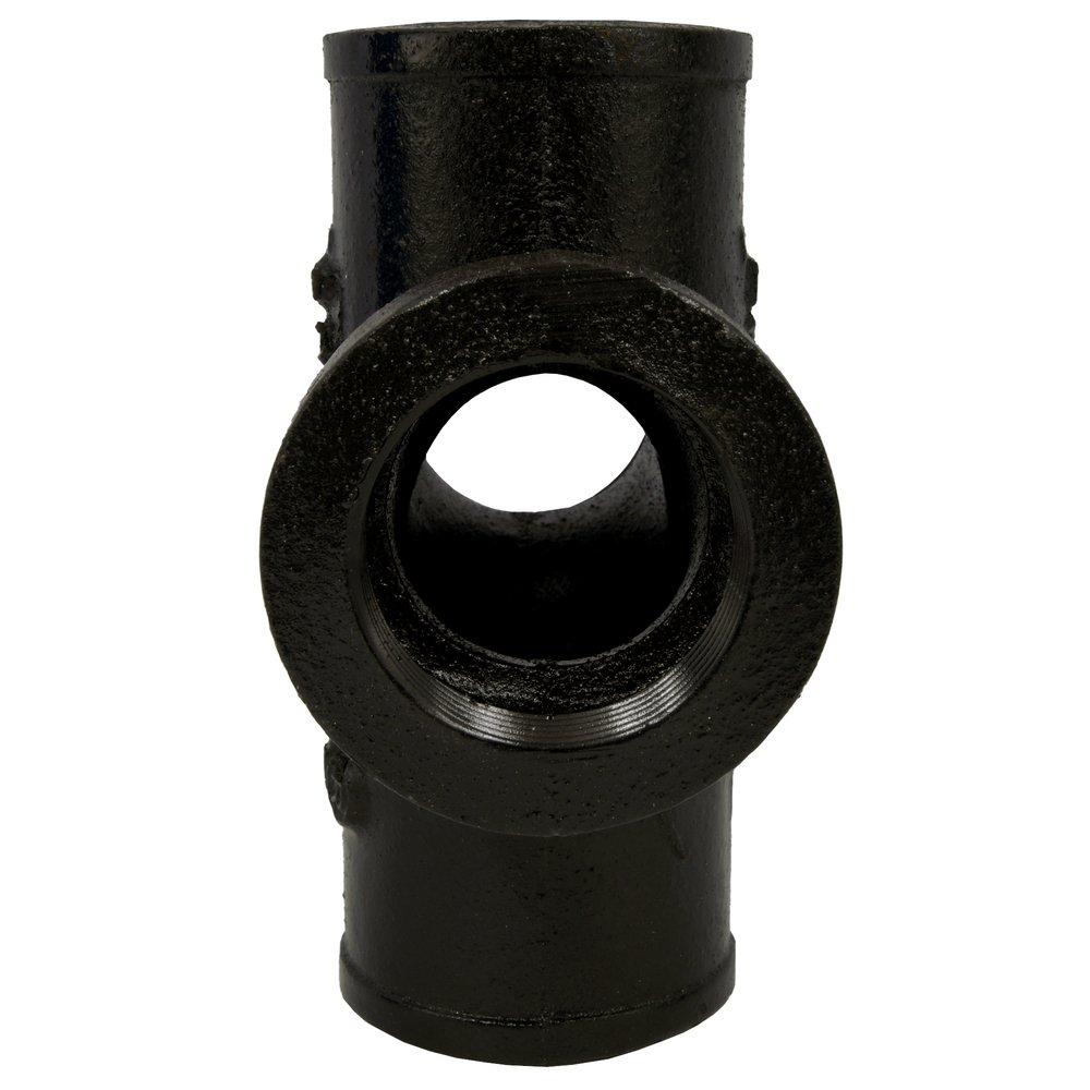 Black Spigot x FNPT Cast Iron Reducing Sanitary Tapped Cross 