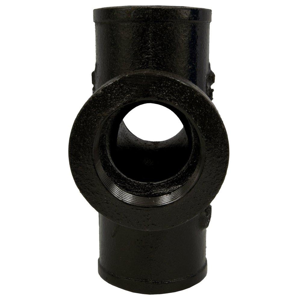 Black Spigot x FNPT Cast Iron Reducing Sanitary Tapped Cross 