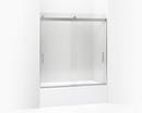 59-5/8 x Front Sliding Panel with Crystal Clear Glass in Bright Polished Silver