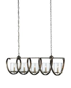 Rectangular Chandelier in Pyrite Bronze