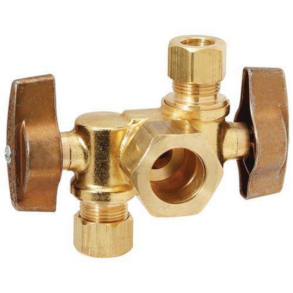 BrassCraft Rough Brass Compression x OD Compression x OD Compression Ball Handle Angle Supply Stop Valve in Rough Brass 