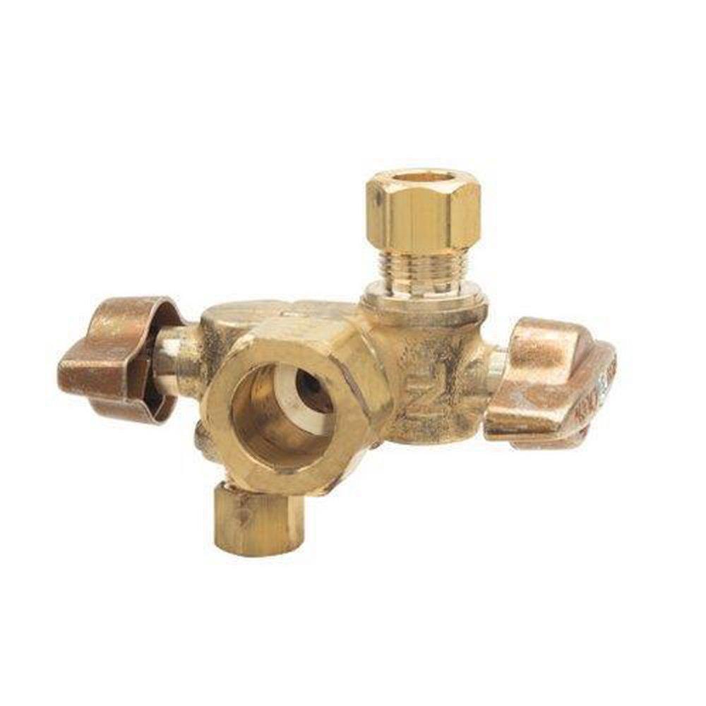 BrassCraft Rough Brass Compression x OD Compression x OD Compression Ball Handle Angle Supply Stop Valve in Rough Brass 
