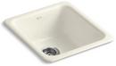 KOHLER Biscuit 17 x 18-3/4 in. No Hole Cast Iron Single Bowl Dual Mount Kitchen Sink 