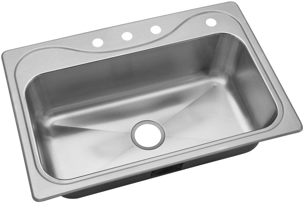 Sterling Luster Stainless Steel 33 x 22 in. Stainless Steel Single Bowl Drop-in Kitchen Sink in Satin Stainless Steel/Luster Stainless Steel 