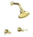 10 gpm Bath and Shower Trim Kit with Double Lever Handle in Vibrant Polished Brass