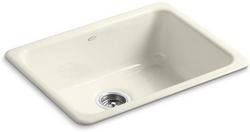 24-1/4 in. Dual Mount Cast Iron Single Bowl Bar Sink in Biscuit