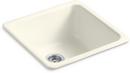 KOHLER Biscuit 20-7/8 x 20-7/8 in. No Hole Cast Iron Single Bowl Dual Mount Kitchen Sink 