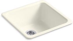 20-7/8 in. Dual Mount Cast Iron Single Bowl Bar Sink in Biscuit