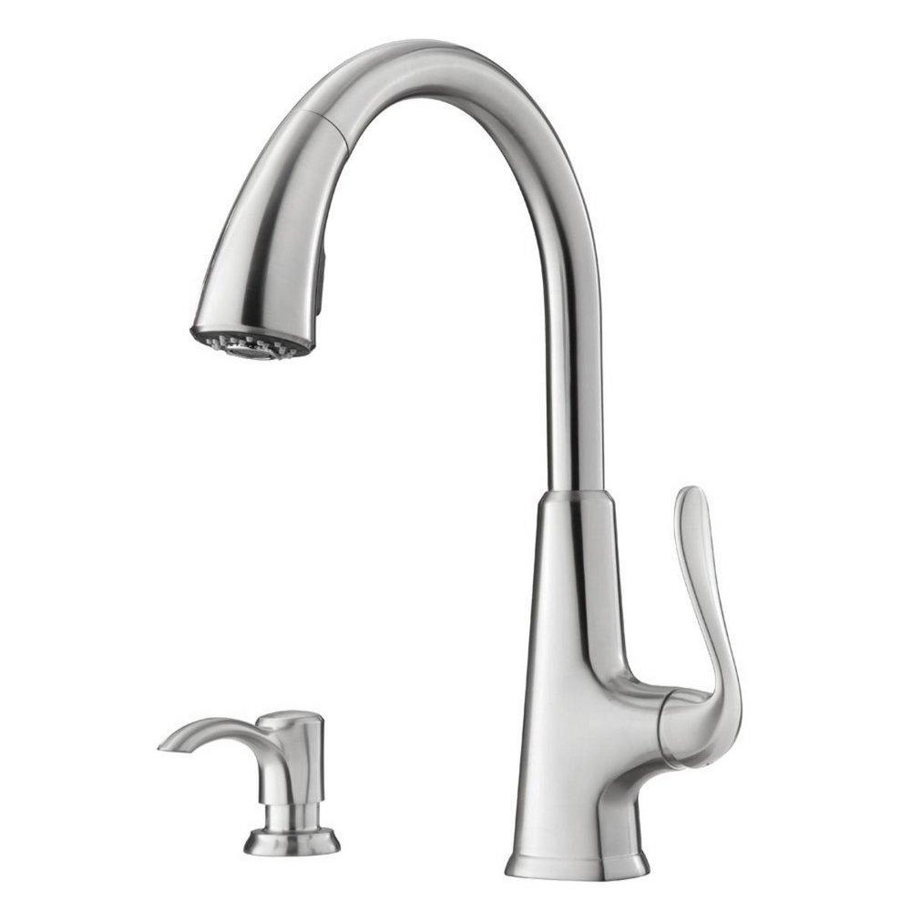 Pfister Stainless Steel 1-Hole Pull-Down Kitchen Faucet with Single Lever Handle 