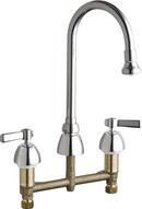 2-Hole NPSM Hot and Cold Water Sink Faucet with Double Lever Handle in Polished Chrome