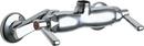 Chicago Faucets Polished Chrome 2.2 gpm 2 Hole Wall Mount Hot and Cold Water Sink Faucet with Double Lever Handle and Adjustable Arm 